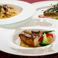 メインディッシュの肉料理or魚料理が選べるハーフコース。食材の個性を存分に活かした全てを堪能できるフルコース。　※写真はイメージになります。