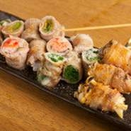 （焼）（蒸）
レタス巻き蒸し、きのこ巻き、しそ梅肉蒸し、ニラチーズ、アボカド、半熟卵、万能ねぎ、山芋の人気セットです！