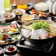 富山県の名物の鮮魚や海鮮堪能いただけるコースをご用意。単品料理も充実しております。落ち着いた店内で、ゆっくりとお楽しみいただけます。