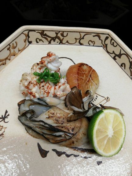 たち七味焼と牡蠣、帆立柚庵焼