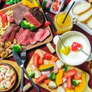 牛ステーキ含む豪快グリルコース
