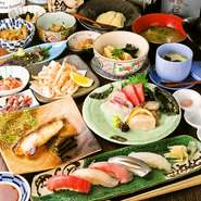 旬どころを盛り込んだ眞吉おすすめの【松】コース。
会食、ちょっとした贅沢の日に是非ご利用ください！