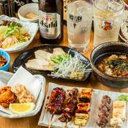 ※内容は変更になる場合がございます。
※コースの提供時間は150分、飲み放題は120分です。
※ご来店、1日前までに2名様以上でご予約ください。
※蛸薬師店のみのコースです。
※ご予算に合わせてのコースも承っております。どうぞお気軽にご相談ください。
※web予約の際、7名様以上の場合はお電話でお問い合わせくださいませ。