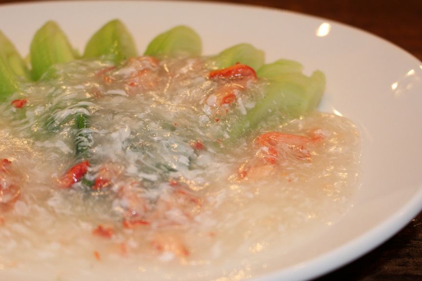 青梗菜のさっぱり炒め蟹肉あんかけ広東風