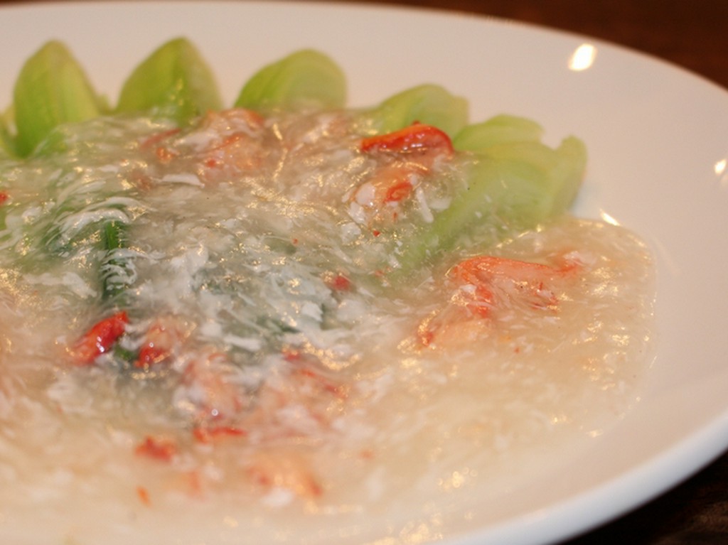 青梗菜のさっぱり炒め蟹肉あんかけ広東風
