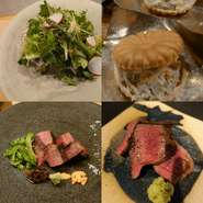 少人数での新年会はお任せ下さい。
拘った色々なお肉と旬野菜を様々な調理法で提供致しますよ。
コースは１人1皿ずつ提供してます。