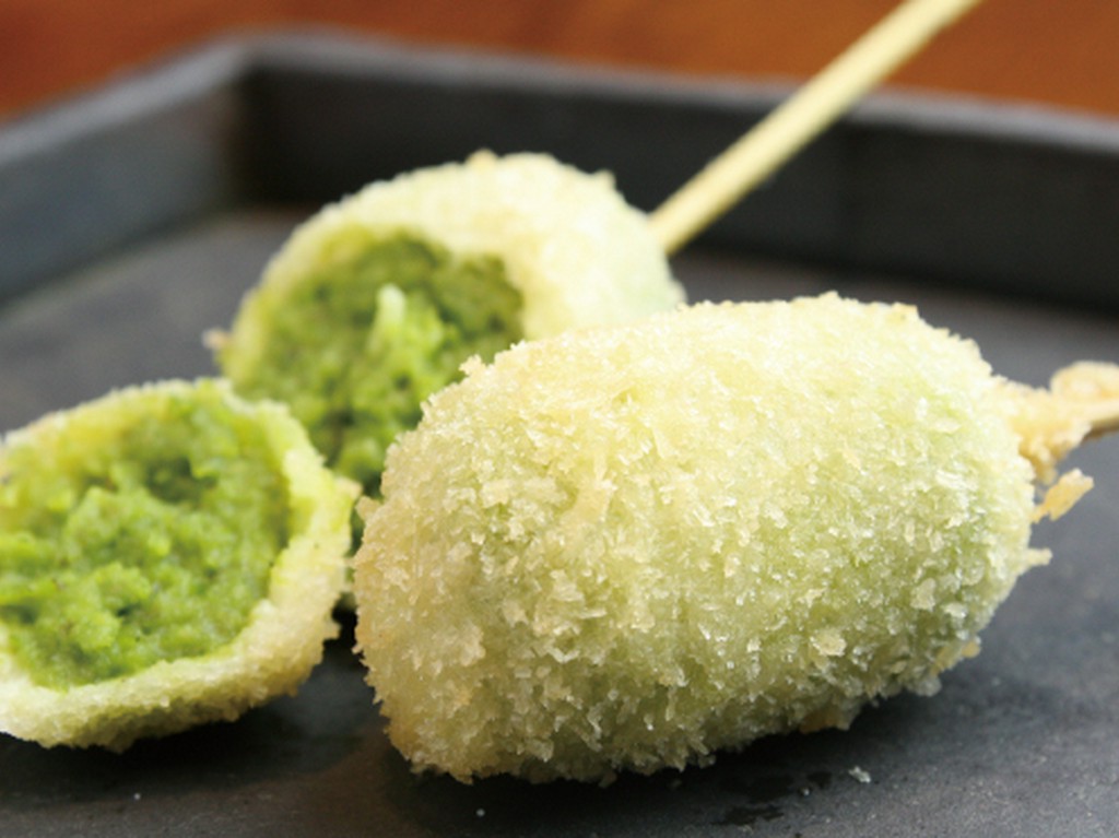 えんどう豆の串揚（お豆のコロッケ）