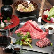 神戸牛焼きしゃぶ×ステーキを堪能できるコースです。ぜひ、お気軽にご予約くださいませ。