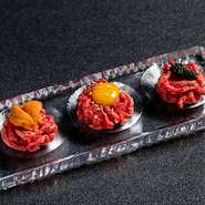 3つの感動を味わう『ユッケ三種盛』