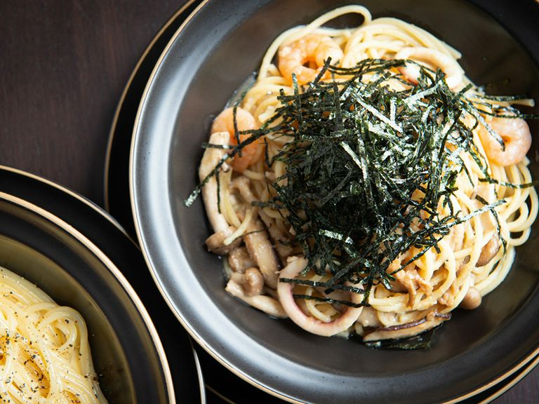 イカエビとキノコのパスタ