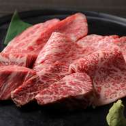 霜降りの部位お任せ3種盛り合わせ。