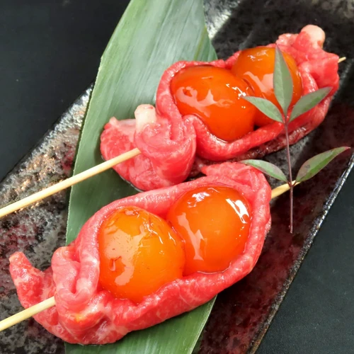 和牛きんかん串(卵黄たまり醤油漬け)(1本)600円