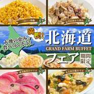 北海道の食材を産地直送で集め、みずみずしい野菜を中心に様々なお料理にしてご提供！健康でおいしい食材は、強い身体や美容の源となります。グランファームビュッフェのお料理を心ゆくまでご堪能ください！