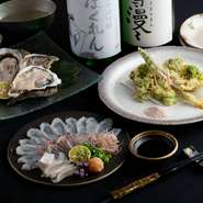 山菜や季節ごとの海鮮など旬の味を料理に取り入れている【旬彩酒楽　こころ】の看板メニューは『本日の生牡蠣』。全国各地の「今味わいたい」牡蠣を仕入れ、年中途切れることなく提供しています。