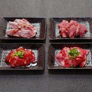 選べるお肉（上カルビ・上ロース・ハラミ・もみタン）から一品お選びください。　　セット内容⇒御飯（大盛・おかわりOK）スープ・キムチ・焼き野菜・鶏肉・豚肉・ウインナー