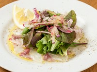 写真は『佐賀産 真鯛のカルパッチョ』。日によってメニューは異なります。