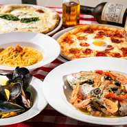 イタリア人のピッツア職人焼き上げるピッツアをはじめに、明石の魚や地元の食材を中心に全国の上質な食材もとり入れた至福のイタリアンを味わえます。日替わりの黒板メニューもとっても充実！