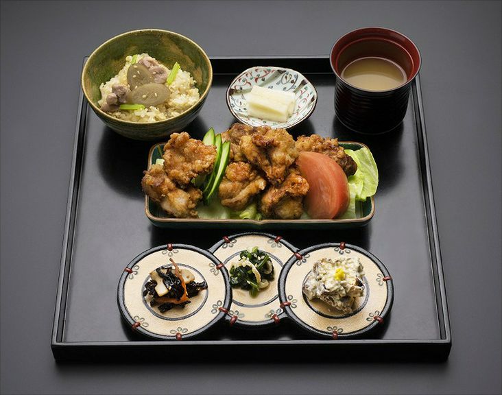 塩麹鶏もも唐揚げ御膳