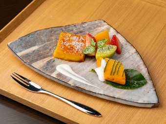 『かぼちゃのクレームブリュレと人参ニョッキ』