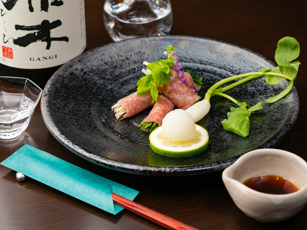 宮崎牛と針野菜の取り合わせ