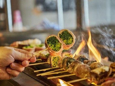 野菜串調理風景