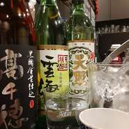 麦、そば、芋各種あります★ボトル900ml.3500円（3ヶ月お預かりします）
ボトル用の氷と水,ソーダ水500ml,お湯ポット,緑茶,黒ウーロン茶,麦茶（各500ml）各220円★お好みの飲み方でどうぞ
