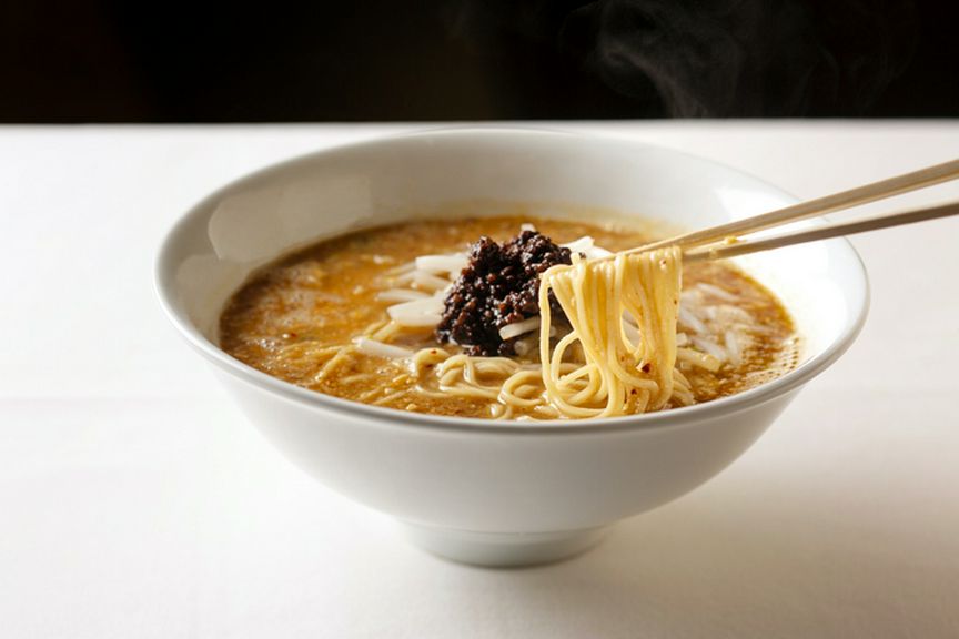 水も厳選することで仕上がった、香ばしくも甘いゴマの風味に圧倒される『担々麺』