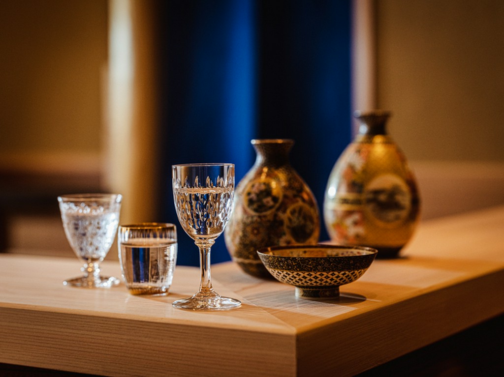 旬のつまみと鮨に合う地酒が揃い、贅沢な酒器で味わう楽しみも