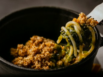 【鳥さわ22】で人気のにゅうめんを旨みたっぷりのパスタにアレンジ。『ボロネーゼ』