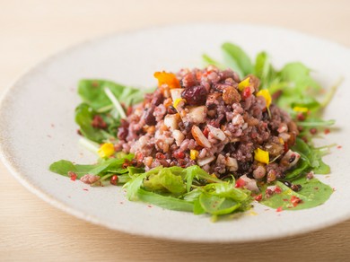 かむごとに、さまざまな風味と食感が楽しめる『バクバク食べるいろんな雑穀と木の実のbiotable’sサラダ』