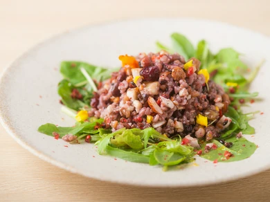 かむごとに、さまざまな風味と食感が楽しめる『バクバク食べるいろんな雑穀と木の実のbiotable’sサラダ』