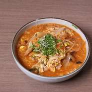 野菜とキムチと肉の辛めの雑炊