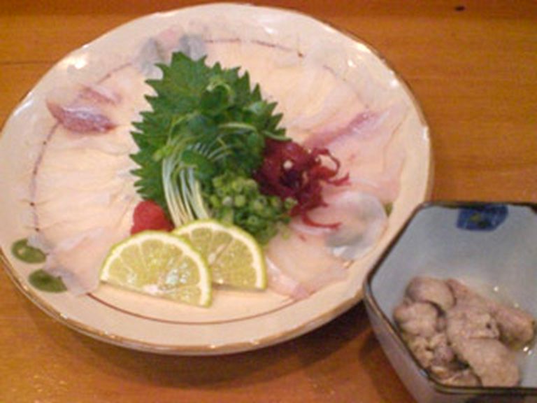活ハギのお造り(肝つき)