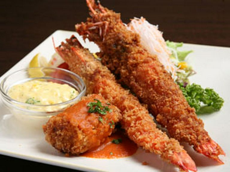 有頭海老のフライとカニ身入りクリームコロッケ