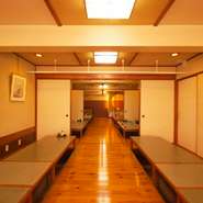 最大80名様がご利用いただける掘りごたつ式のお部屋
