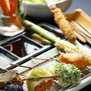 季節のモノ、肉・野菜・魚介類などをよろしいとおっしゃるまで(お客様のストップまで)ご提供致します。
