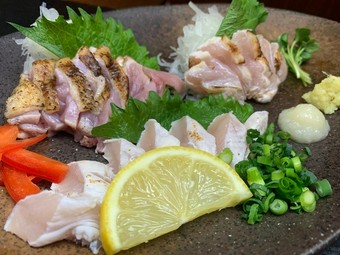 さつま地鶏の刺三種盛り