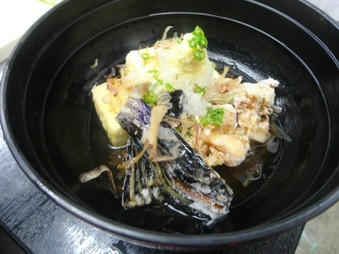 若鶏と秋茄子の揚げ出し豆腐