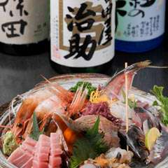 お刺身盛り合せと地酒