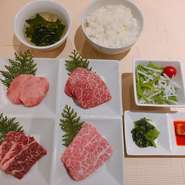 上タン塩、上カルビ、上ロース、上ハラミ
220g