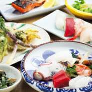 接待や宴会におすすめのコース料理が豊富な【双子山しょうじ】。旬の食材をふんだんに使った『季節のおまかせコース』は料理長のいちおしです。海鮮コースはもちろん、お肉を楽しめるコースも揃っています。