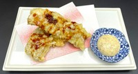 うなぎの蒲焼きをそのまま天ぷらにしました！熱々のうちに山椒マヨを付けてお召し上がりください！