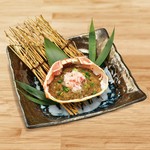 濃厚で香ばしいかに味噌甲羅焼き