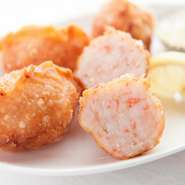 海老の揚げ餃子。マヨネーズ添え