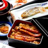その日によって料理内容が変わる旬の美味いもんにこだわり、穴重がついたコース（8品）