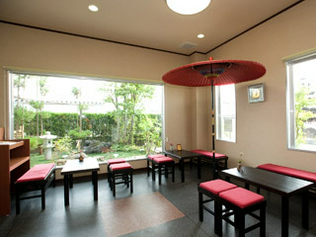 休憩席では一服できます