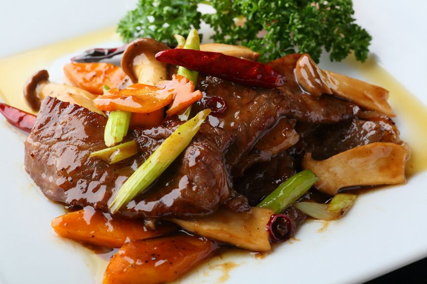 神戸牛と野菜の黒豆鼓炒め