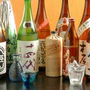 当店厳選の日本酒、焼酎、希少な銘柄も
