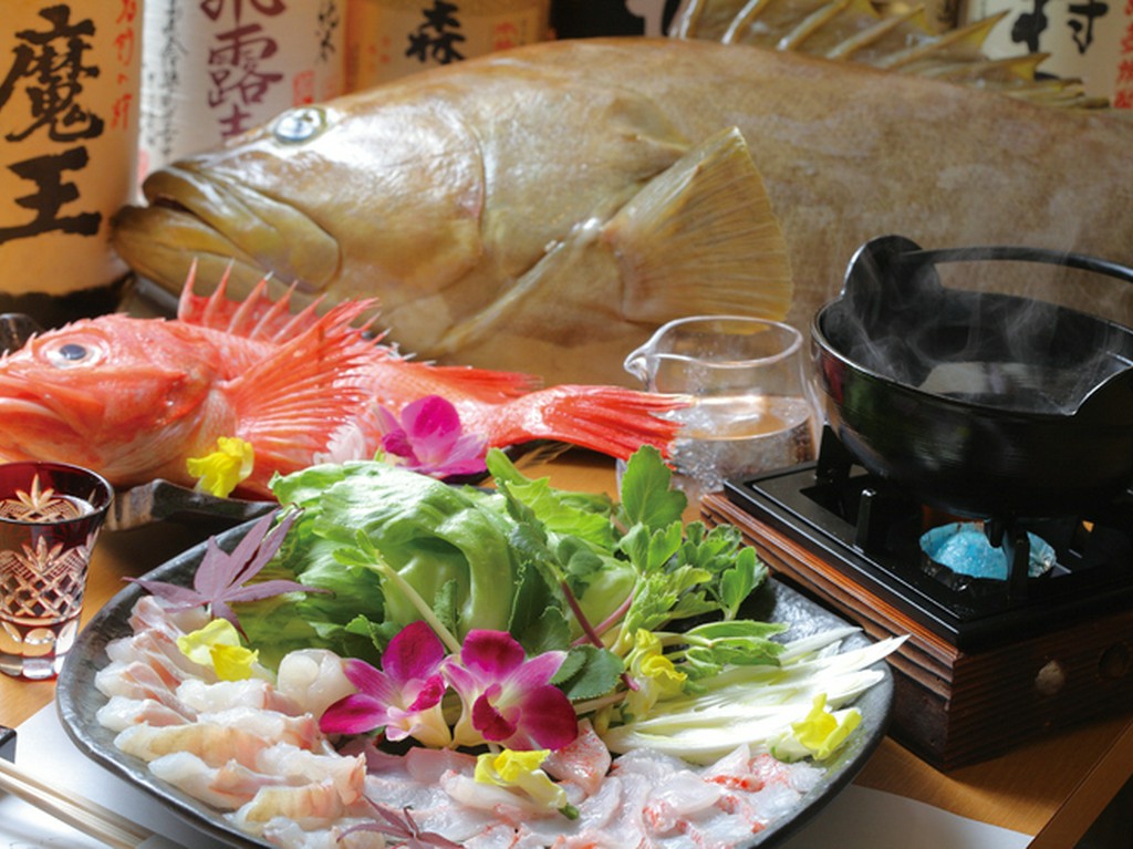高級魚　特撰クエ＆網走産キンキのしゃぶしゃぶコース　※お料理のみ 　９９００円