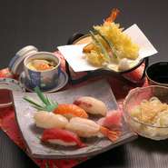 寿司、天ぷら、茶わん蒸し、セットの大堂です。是非どうぞ！